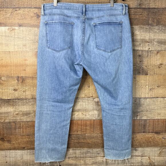 Frame Le Garcon Crop Straight Leg Jeans Cebu Rips Light Blue Size 31 - Picture 5 of 9